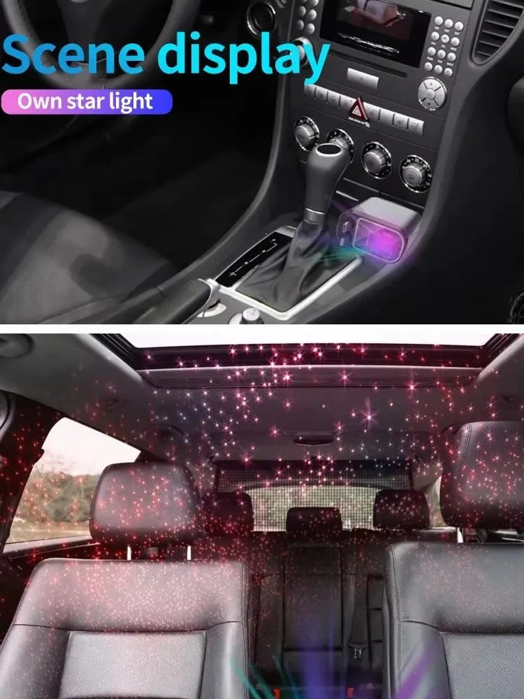 4 in 1 Fast Charging Car Charger with LED Ambient Light | Dual USB Port | Universal Car Mobile Charger | car charger with starlight