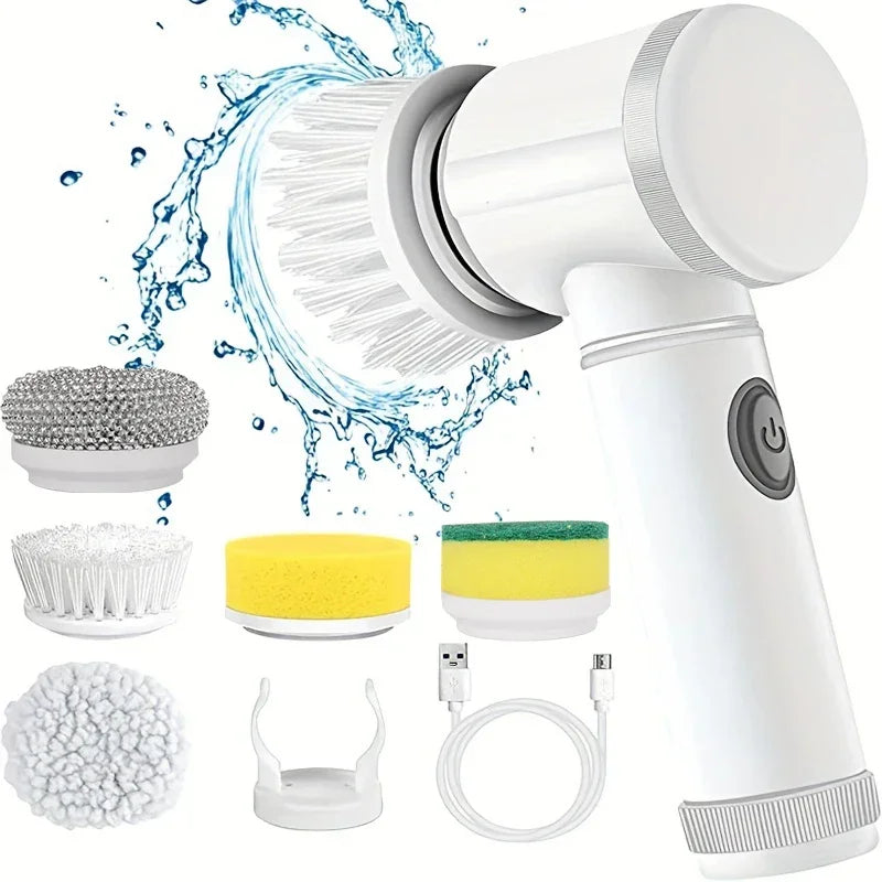 Electric Spin Scrubbers with 6 Head Cleanning Brush