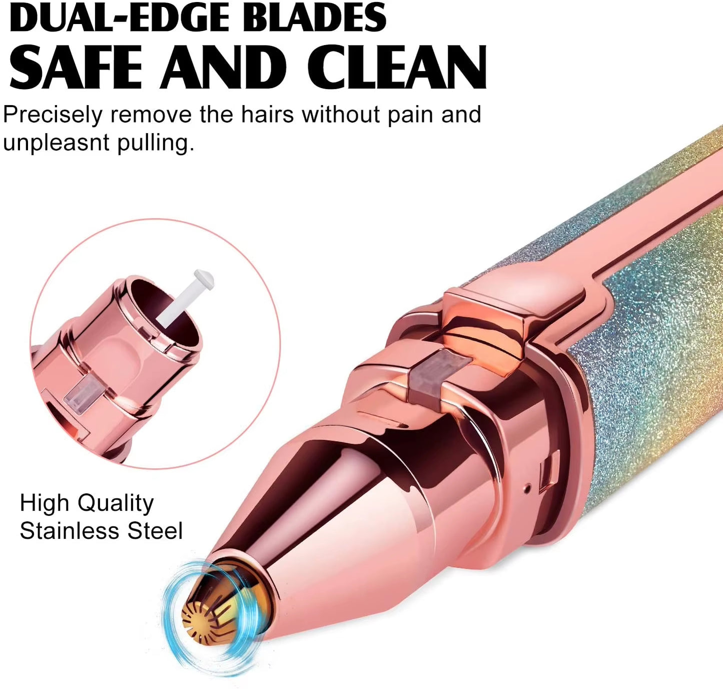 2 in 1 Rechargeable Eyebrow Trimmer & Facial Hair Remover for Women