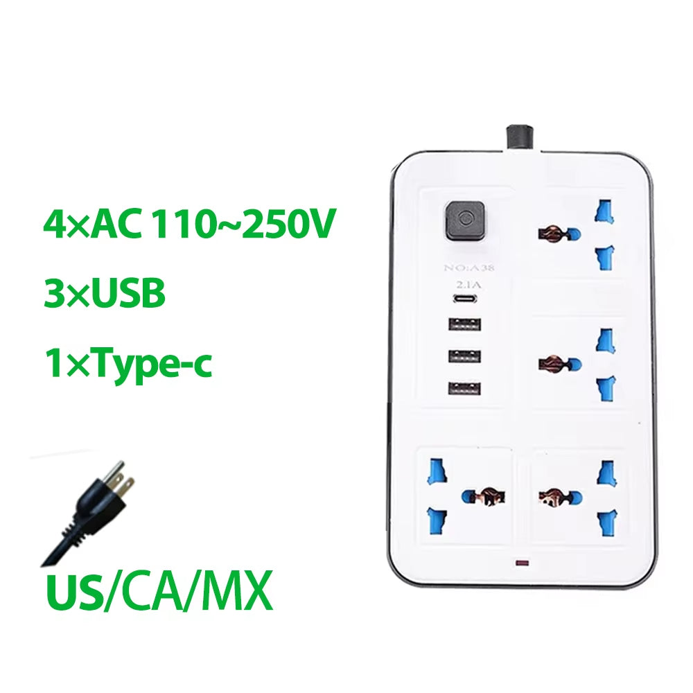 Woxsn Heavy-Duty Power Strip Extension Board | 4 Universal Sockets + 3 USB & 1 Type-C