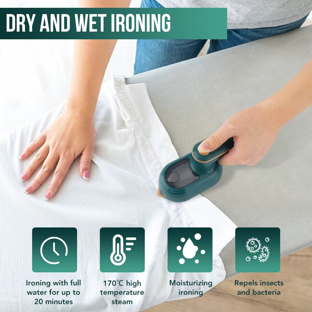 Portable Mini Steam Iron (Handheld) | Perfect for Travel & Home | Fast Heat Up |