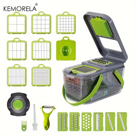 A Set Of 22-Piece Container Vegetable Vegetable Cutter, Multifunctional Fruit Vegetable Cutter