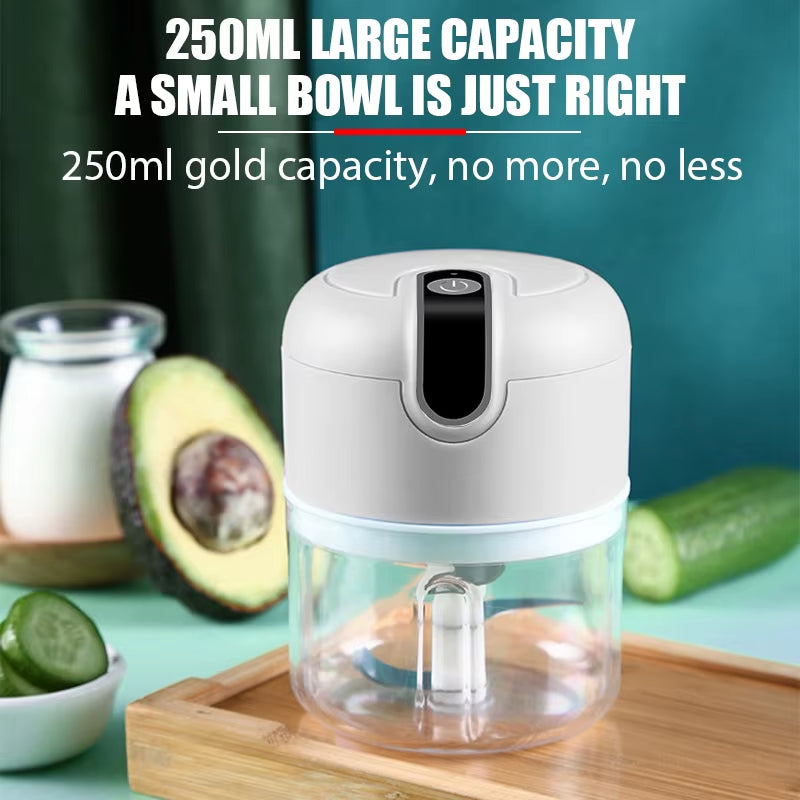 Electric Mini Garlic Chopper Portable Food Processor | USB Rechargeable Vegetable Cutter Mini Onion Garlic Grinder