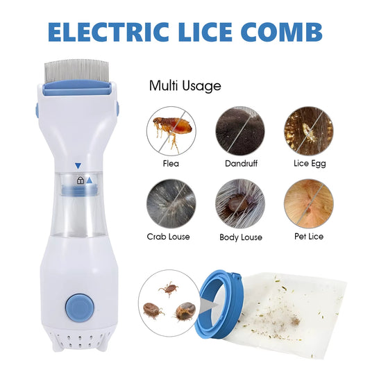 V Comb, Anti Lice Electric Comb, Head Lice Machine with 4 Filters, Lice Removal Machine, Anti Lice Machine with Steel Comb, Lice Egg Removal Machine