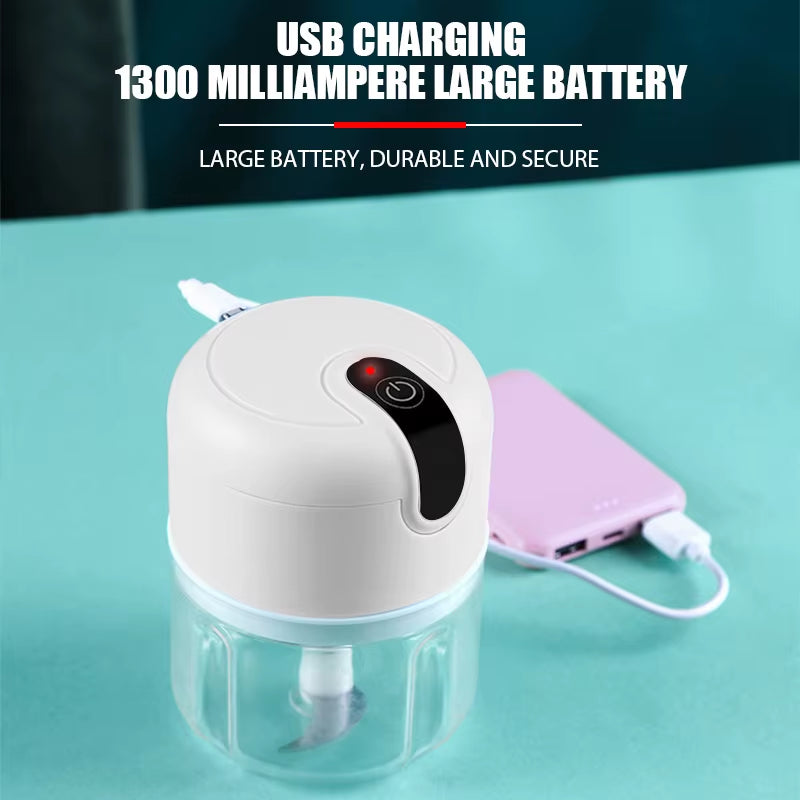 Electric Mini Garlic Chopper Portable Food Processor | USB Rechargeable Vegetable Cutter Mini Onion Garlic Grinder