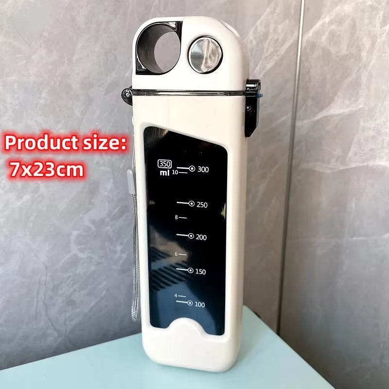 350ml Plastic Water Bottle Leak-proof Square Cup Sports Bottle with Lockable Lid