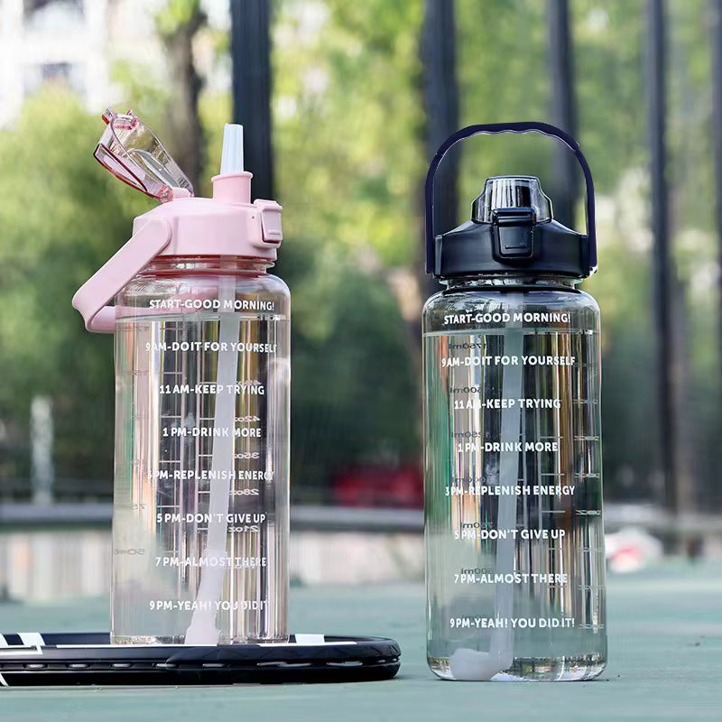 2 Liters Straw Plastic Water Bottle Large Portable Travel water Bottle