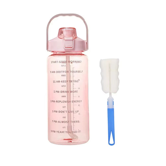 2 Liters Straw Plastic Water Bottle Large Portable Travel water Bottle