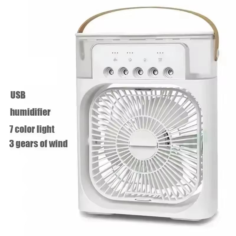 Summer Cooling Fan 3 In 1 Portable Desktop Humidifier USB Mini Air Conditioners Night Light Water Mist For Home, Office