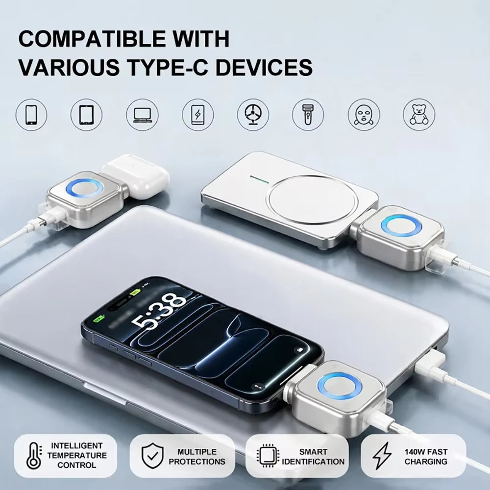 Type-C to USB-C OGT Adapter For 140W max Fast Charging Data Cable Automatic Power-Off Anti-Overcharge Separator