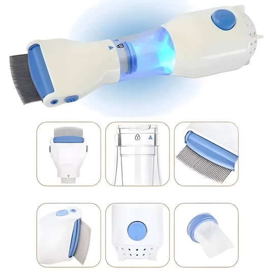 V Comb, Anti Lice Electric Comb, Head Lice Machine with 4 Filters, Lice Removal Machine, Anti Lice Machine with Steel Comb, Lice Egg Removal Machine