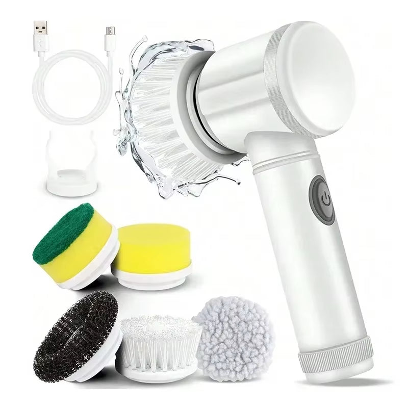 Electric Spin Scrubbers with 6 Head Cleanning Brush