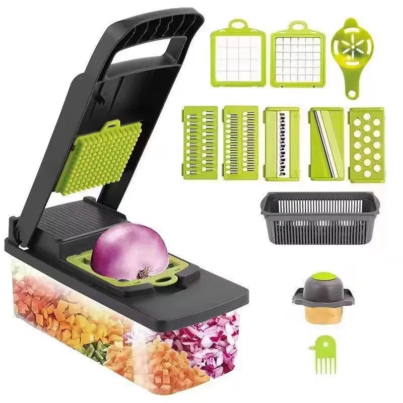 14/16 PcsSet Vegetable Chopper Onion Chopper Handle Food Grate Food Chopper Kitchen Vegetable Slicer Dicer Cut Potato Shredder