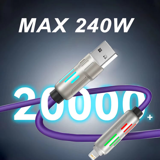4 in 1 Data Cable 240W Fast Charging USB C Lightning Micro USB Type C Cable
