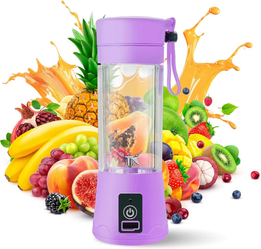 USB Rechargeable Juicer Blender 6 Blades Electric Blender Mini Portable Personal Size Juicer Cup USB Rechargeable Mixer 380ml Food Grade Water Bottle Portable Fruit Juicer Machine