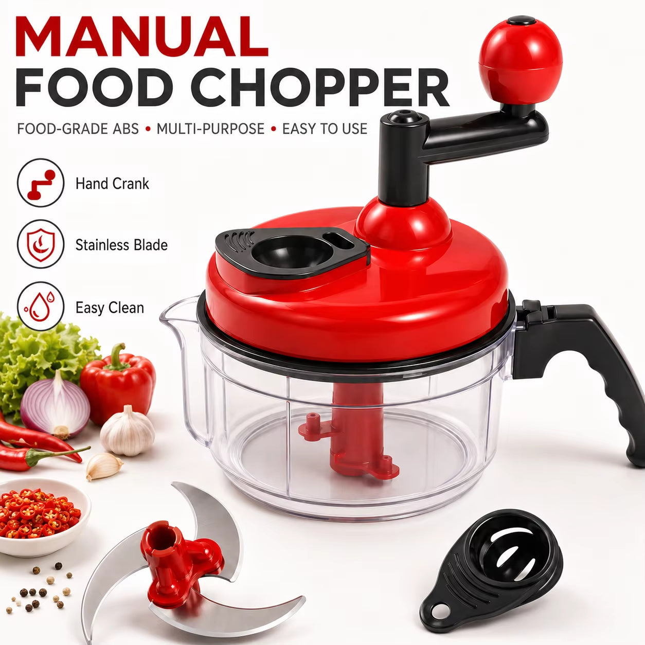 Manual Food Chopper Quick Hand Crank Vegetable Processor Onion Garlic Dicer Mincer Egg Mixer Blender Meat Grinder Kitchen Tools