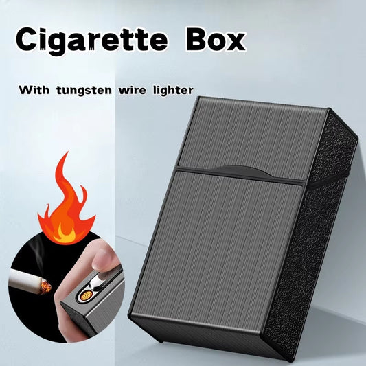 20 Cigarette USB Rechargeable Case with Built-In Lighter