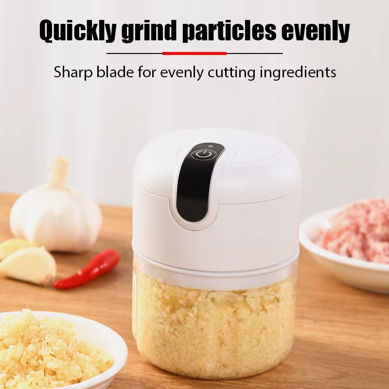 Electric Mini Garlic Chopper Portable Food Processor | USB Rechargeable Vegetable Cutter Mini Onion Garlic Grinder