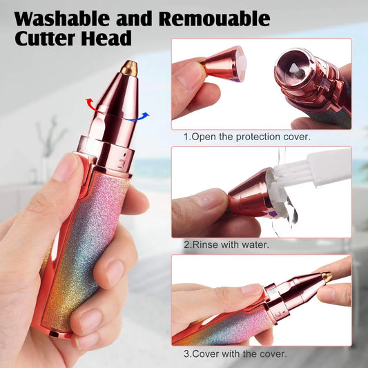 2 in 1 Rechargeable Eyebrow Trimmer & Facial Hair Remover for Women