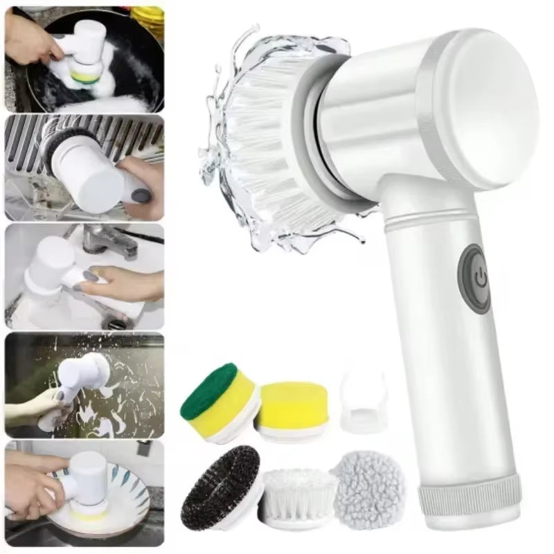 Electric Spin Scrubbers with 6 Head Cleanning Brush